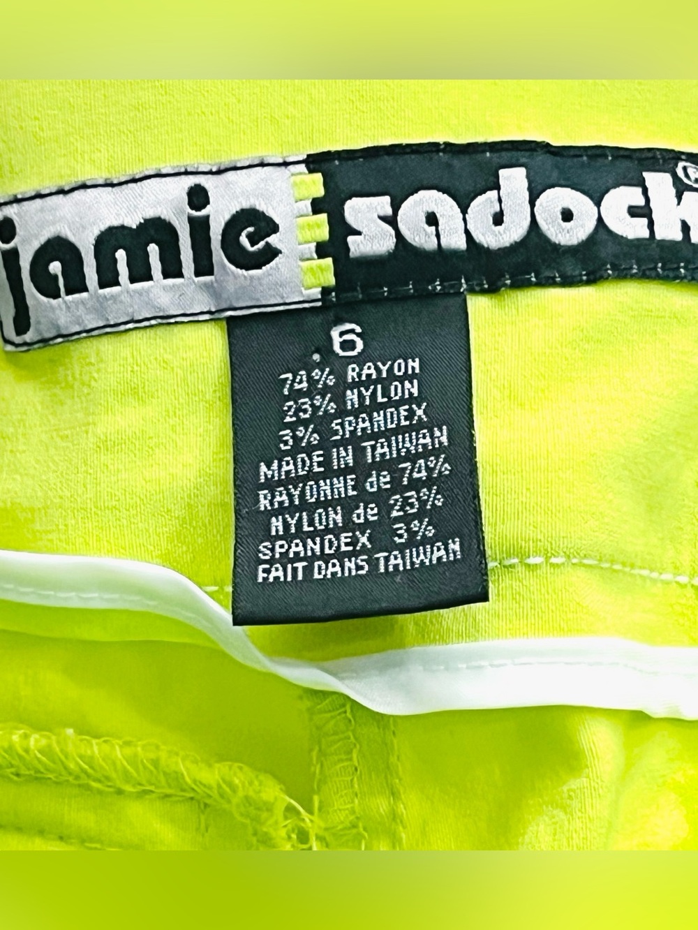 Jamie Sadock Shorts Golf Tennis Vibrant Yellow/Lime Zip/Pockets Stretch Sz 6 - Picture 13 of 13